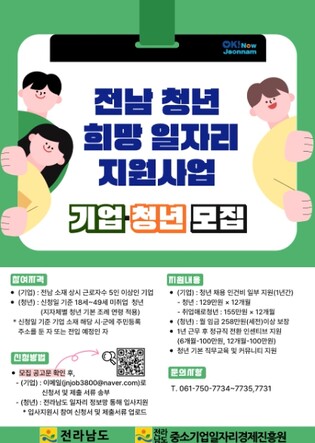 전남도, 청년 임금 높이고 기업 채용 부담 낮춘다