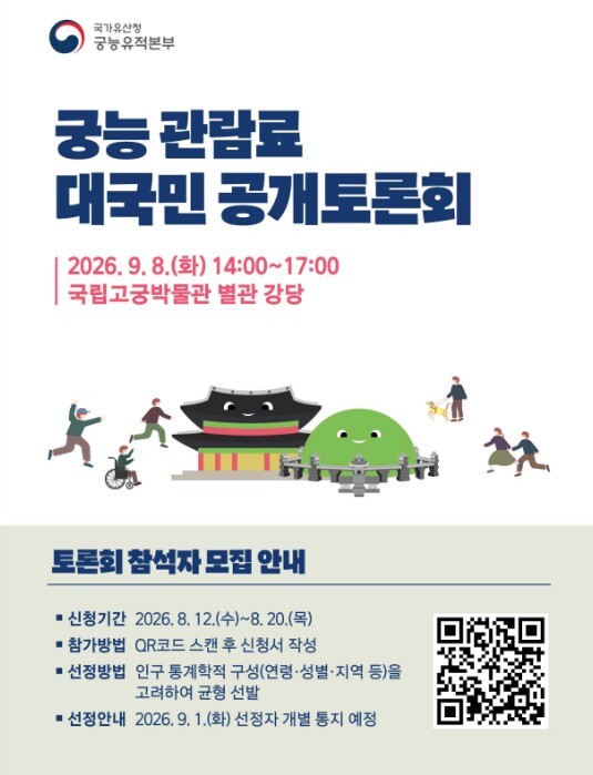 국가유산청, 궁능 관람료에 대한 생생한 의견 들려줄 45명의 '시민토론단' 모집