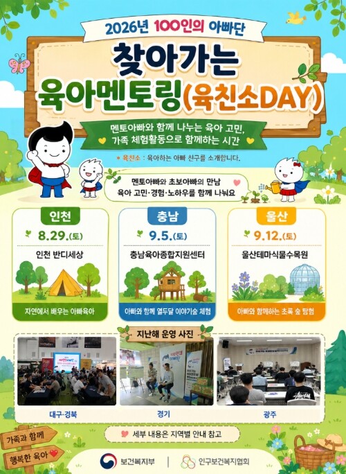 보건복지부, "육아가 막막할 때, 선배 아빠와 함께 답 찾아요" 100인의 아빠단 육아멘토링(육친소 DAY) 개최